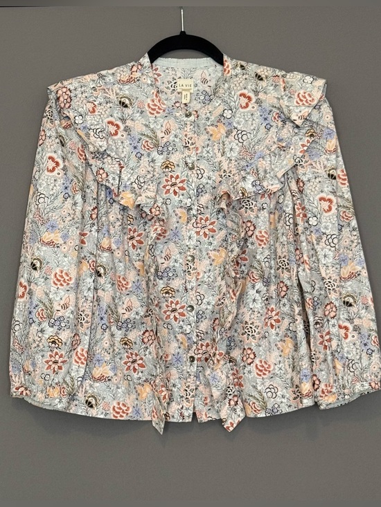 Rebecca Taylor Tops - La Vie Rebecca Taylor Floral Ruffle Blouse Womens S Cottagecore Prarie
